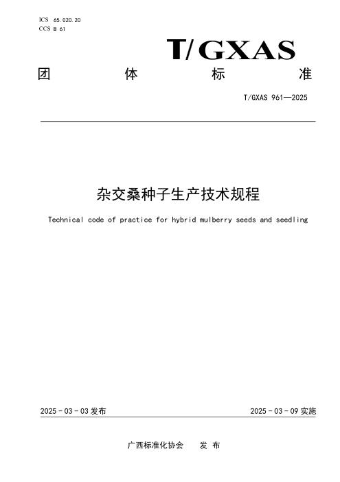T/GXAS 961-2025 杂交桑种子生产技术规程
