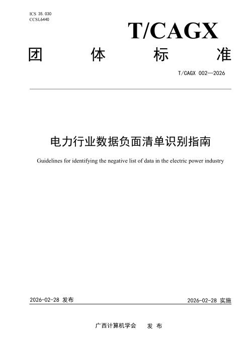 T/CAGX 002-2026 电力行业数据负面清单识别指南
