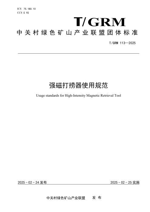 T/GRM 113-2025 强磁打捞器使用规范