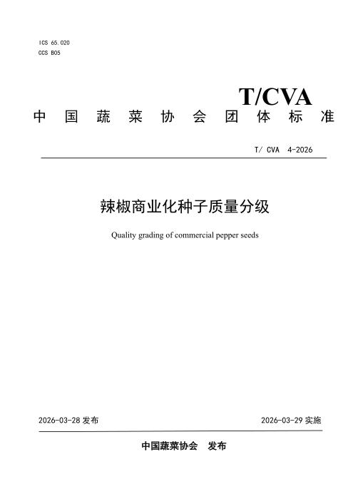 T/CVA 4-2026 辣椒商业化种子质量分级