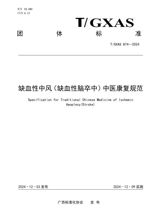 T/GXAS 874-2024 缺血性中风（脑卒中）中医康复规范