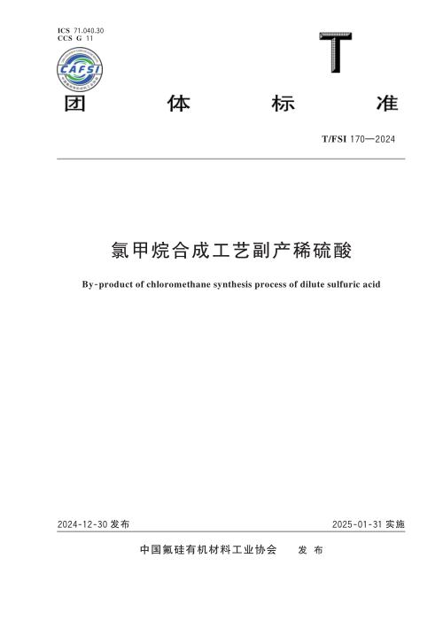 T/FSI 170-2024 氯甲烷合成工艺副产稀硫酸