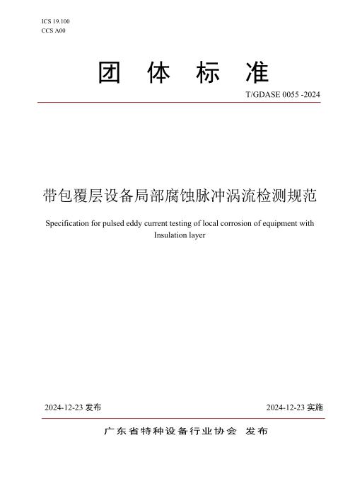 T/GDASE 0055-2024 带包覆层承压设备局部腐蚀脉冲涡流检测规范