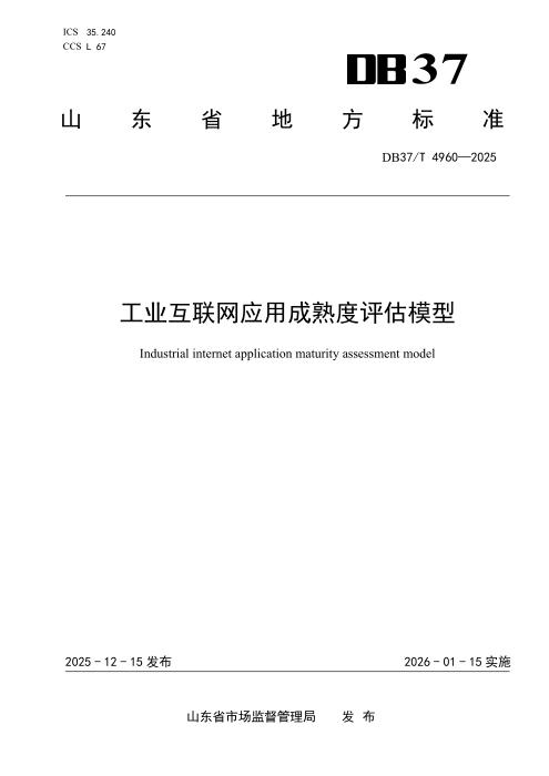 DB37/T 4960-2025 工业互联网应用成熟度评估模型