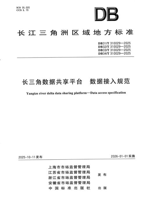 DB32/T 310029-2025 长三角数据共享平台 数据接入规范
