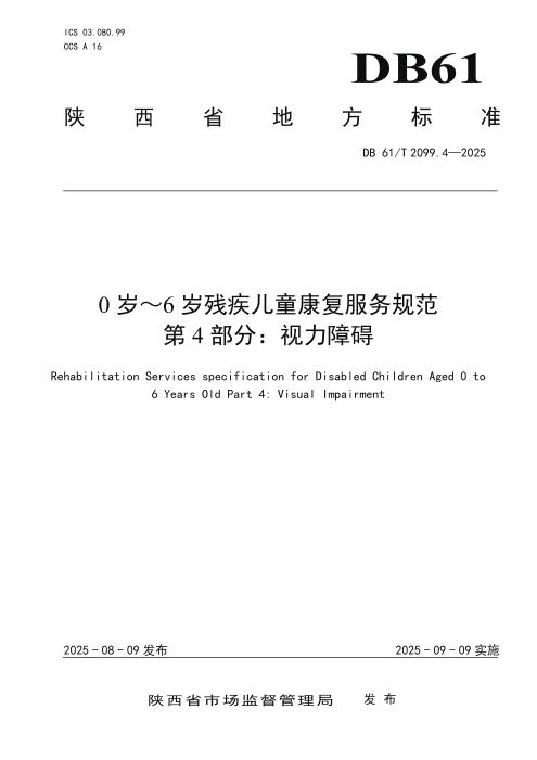 DB61/T 2099.4-2025 0岁～6岁残疾儿童康复服务规范 第4部分：视力障碍