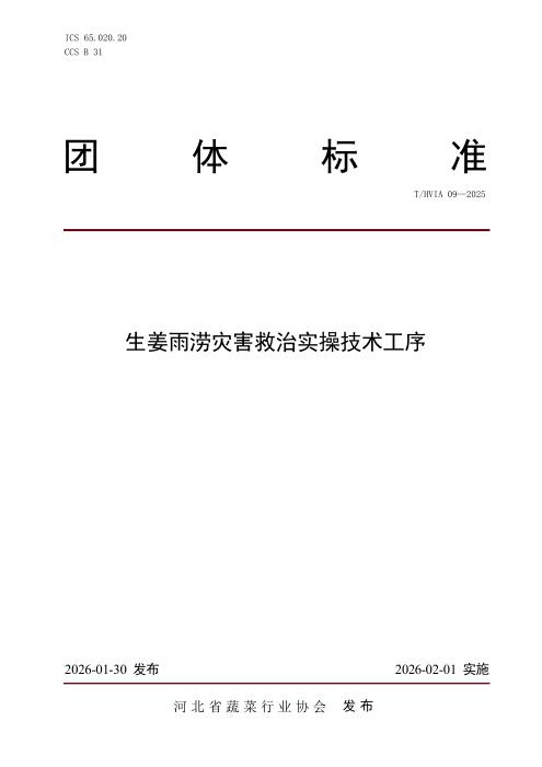 T/HVIA 09-2025 生姜雨涝灾害救治实操技术工序