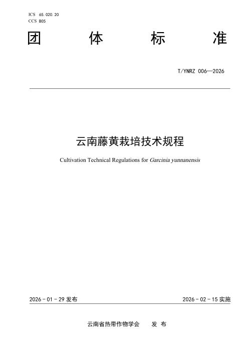 T/YNRZ 006-2026 云南藤黄栽培技术规程