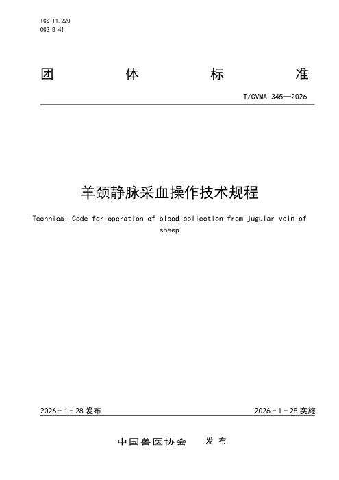 T/CVMA 345-2026 羊颈静脉采血操作技术规程