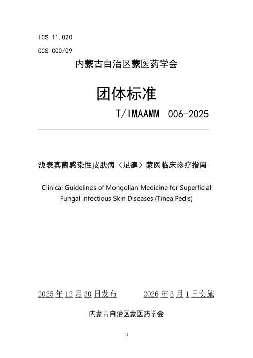 T/IMAAMM 006-2025 浅表真菌感染性皮肤病（足癣）蒙医临床诊疗指南