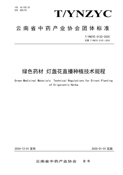T/YNZYC 0132-2025 绿色药材 灯盏花直播种植技术规程