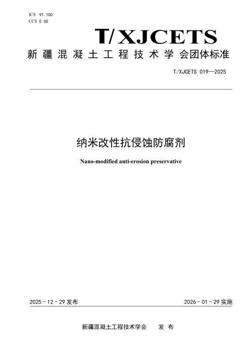 T/XJCETS 019-2025 纳米改性抗侵蚀防腐剂