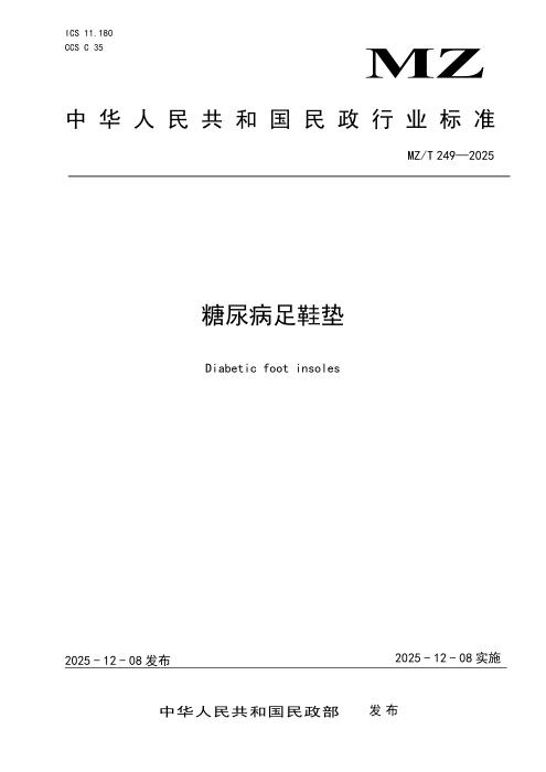 MZ/T 249-2025 糖尿病足鞋垫