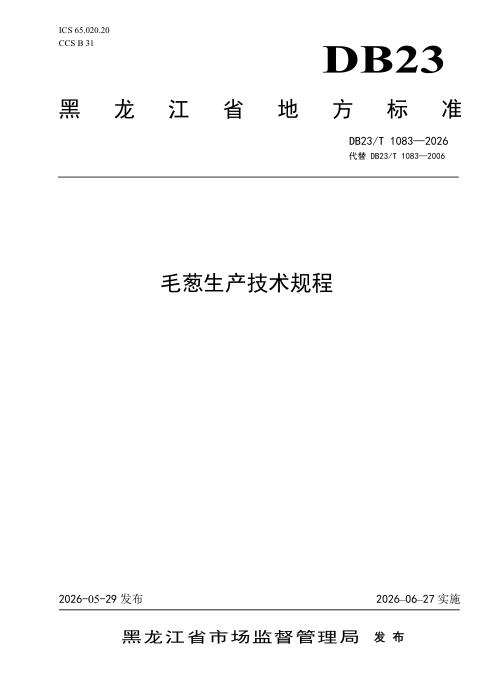 DB23/T 1083-2026 毛葱生产技术规程
