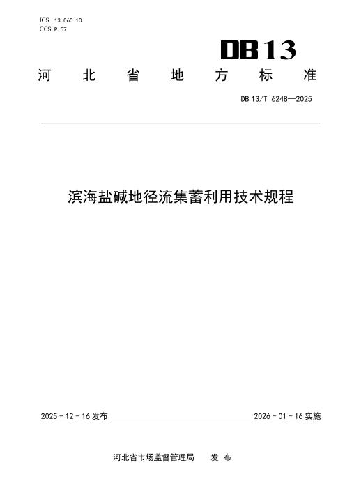 DB13/T 6248-2025 滨海盐碱地径流集蓄利用技术规程